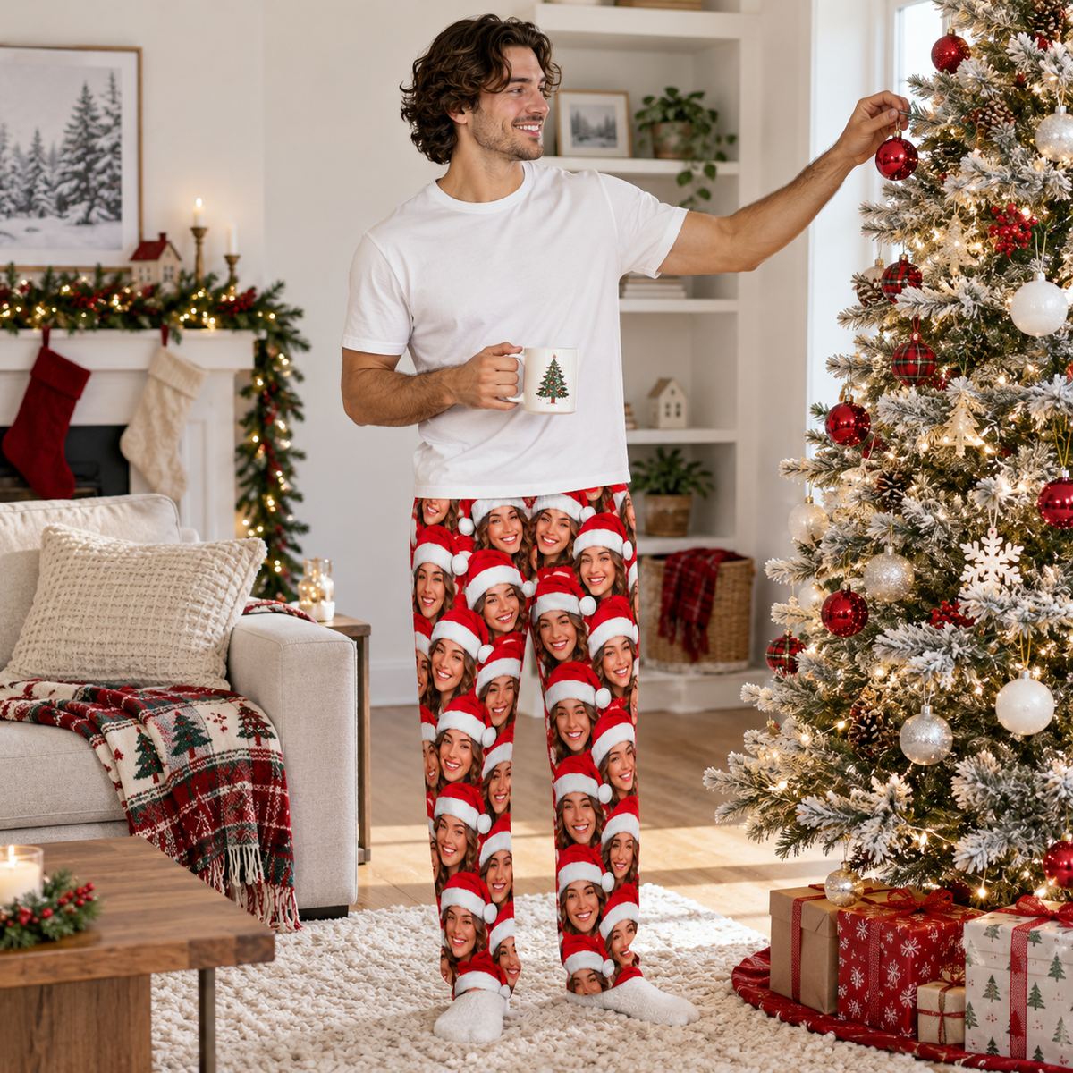 Christmas Pajama Pants Mens Festive Holiday Pattern Sleep Loungewear