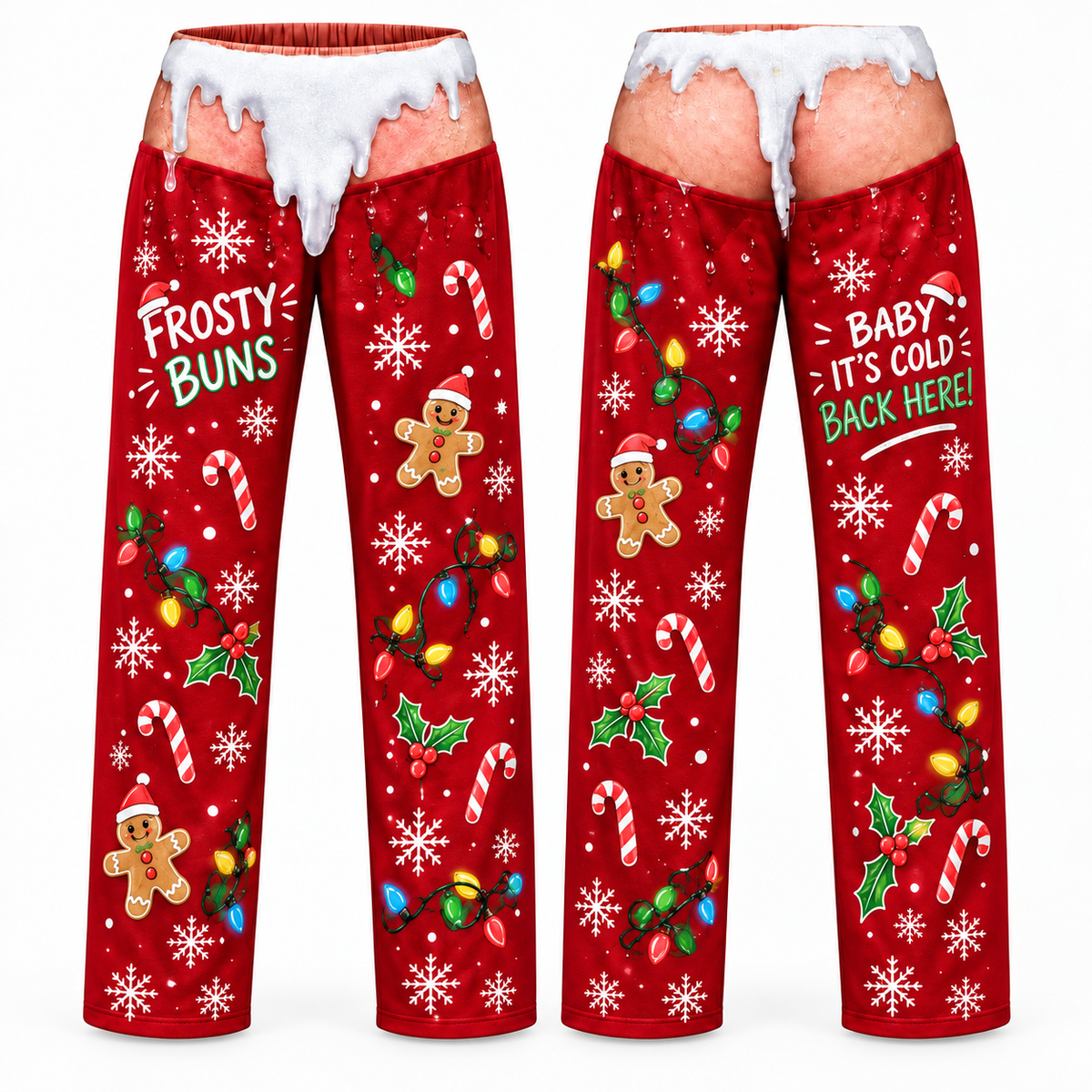 Mens Christmas Pajama Pants Frosty Buns Novelty Holiday Lounge Bottoms