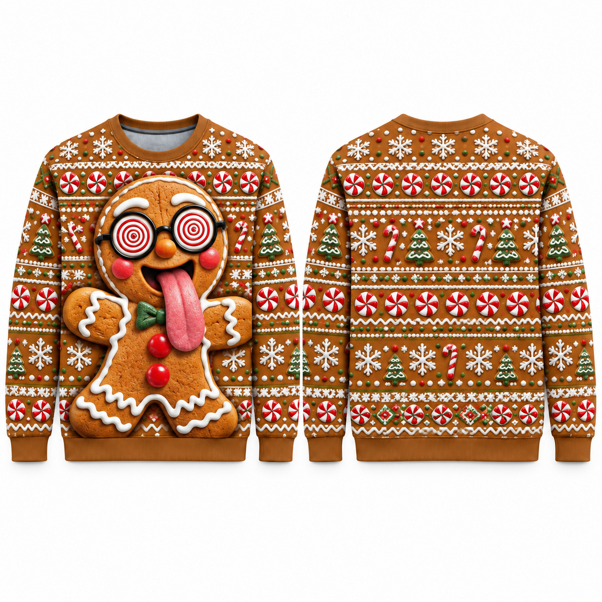 Funny Christmas Sweatshirt Hypnotic 3D Tongue Graphic Pullover