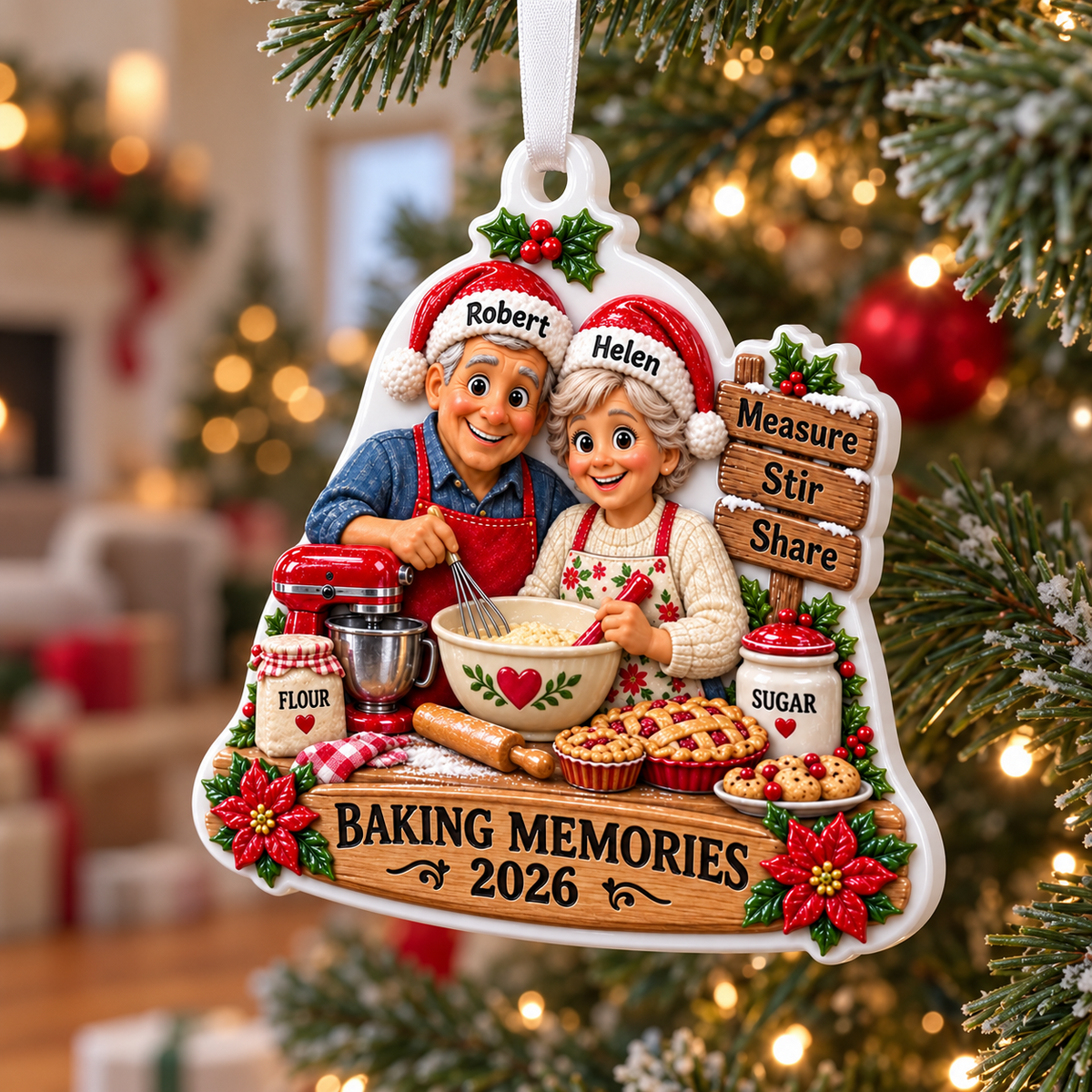 Baking Memories Grandparents Kitchen Holiday Hanging Keepsake - 3D Relief Ornament