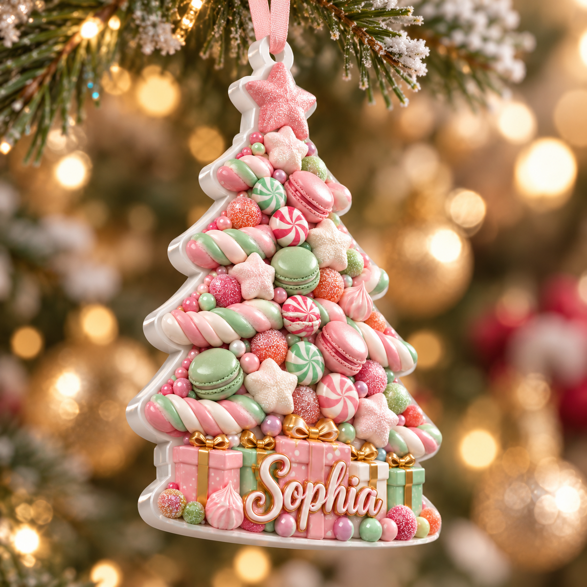 White Acrylic Christmas Tree Silhouette Holiday Hanging Decoration - 3D Relief Ornament