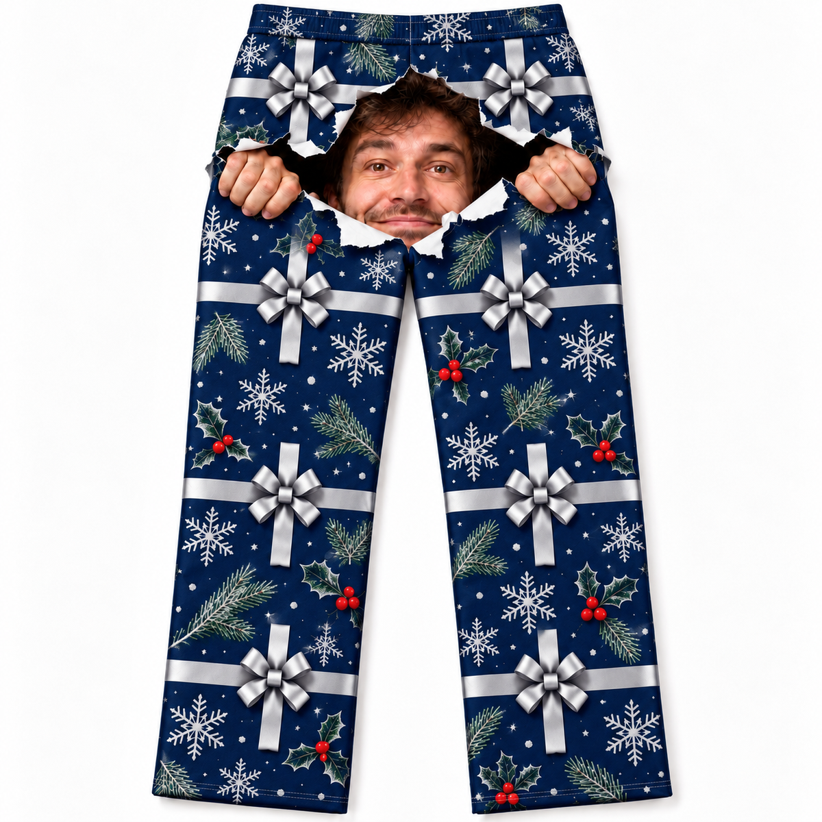 Christmas Wrapping Paper Pajama Pants Novelty Holiday Lounge Bottoms