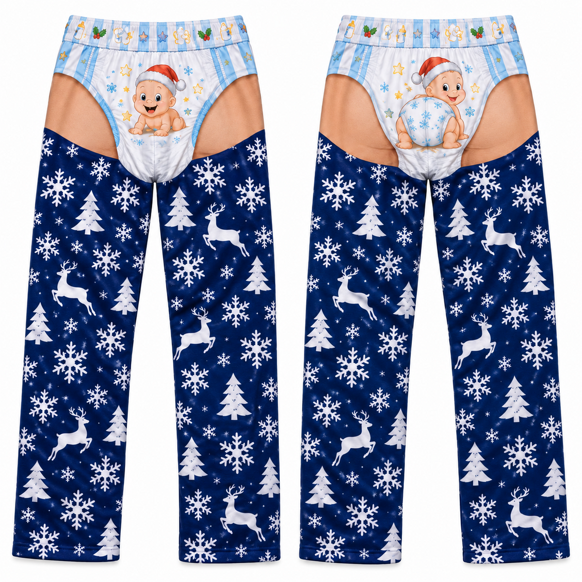 Novelty Christmas Diaper Pajama Pants Men Holiday Loungewear