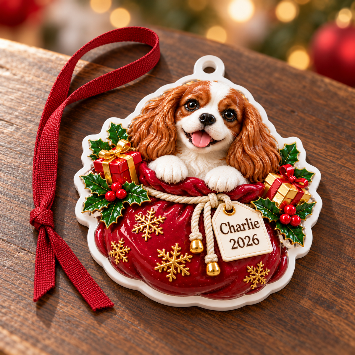 Scalloped Holiday Tree Bauble, White Baroque Hanging Plaque Decor - 3D Relief Ornament