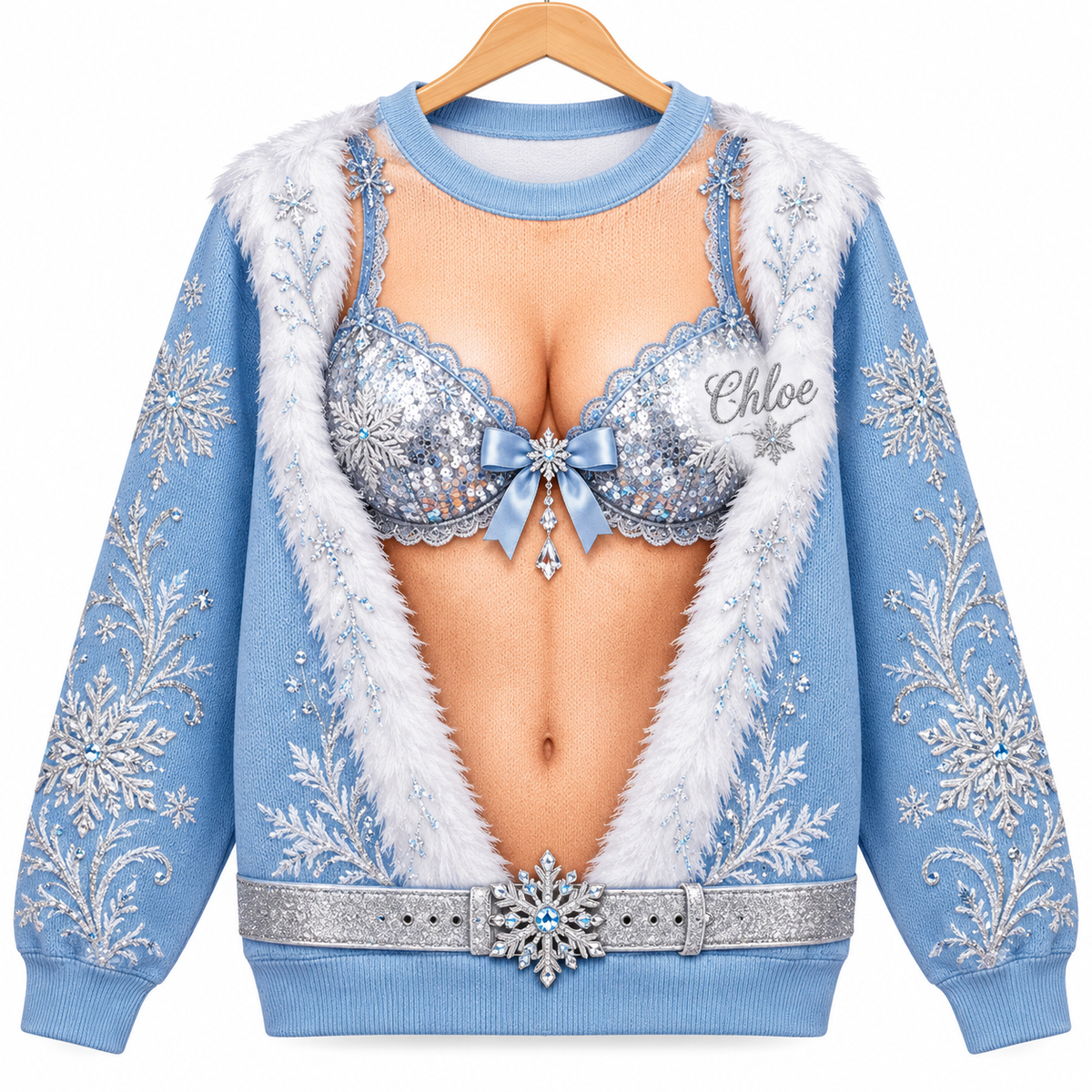 Faux Bra Ugly Christmas Sweatshirt Funny Holiday Graphic Pullover