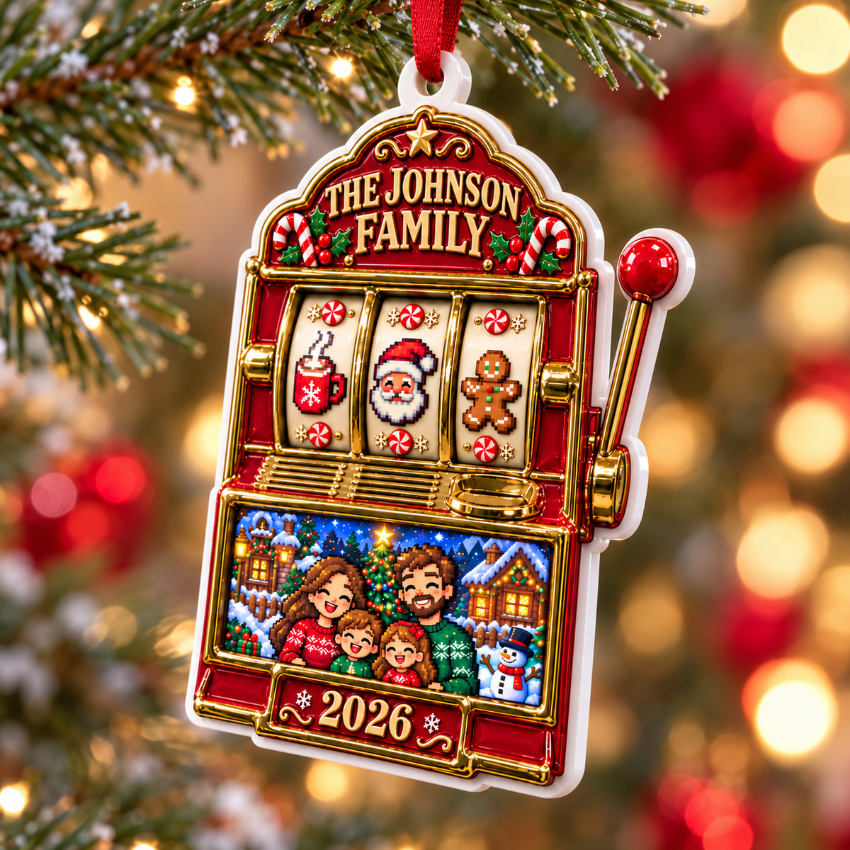 Christmas Slot Machine Family Holiday Keepsake Hanging Holiday Decoration - 3D Relief Ornament