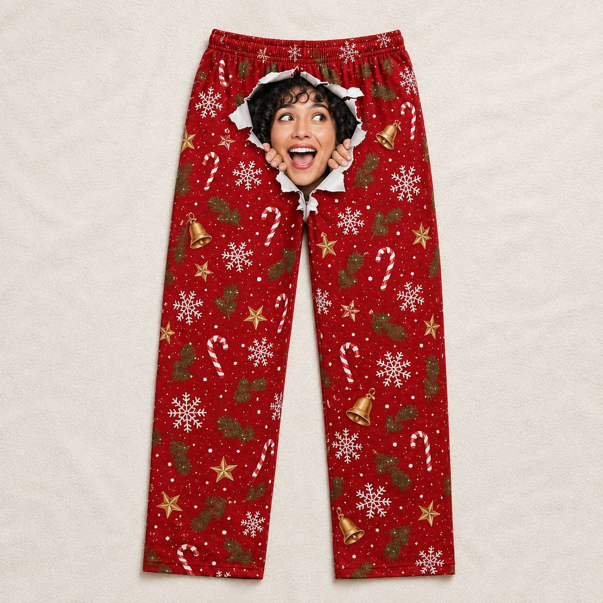 Men's Pajama Pants Green Christmas Holly Pattern Lounge Bottoms