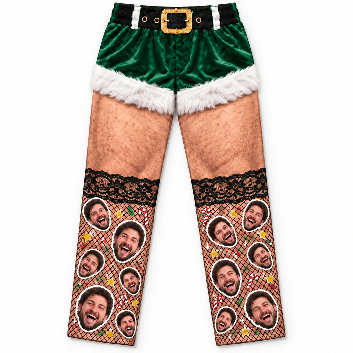 Christmas Pajama Pants Hairy Leg Graphic Holiday Lounge Trousers