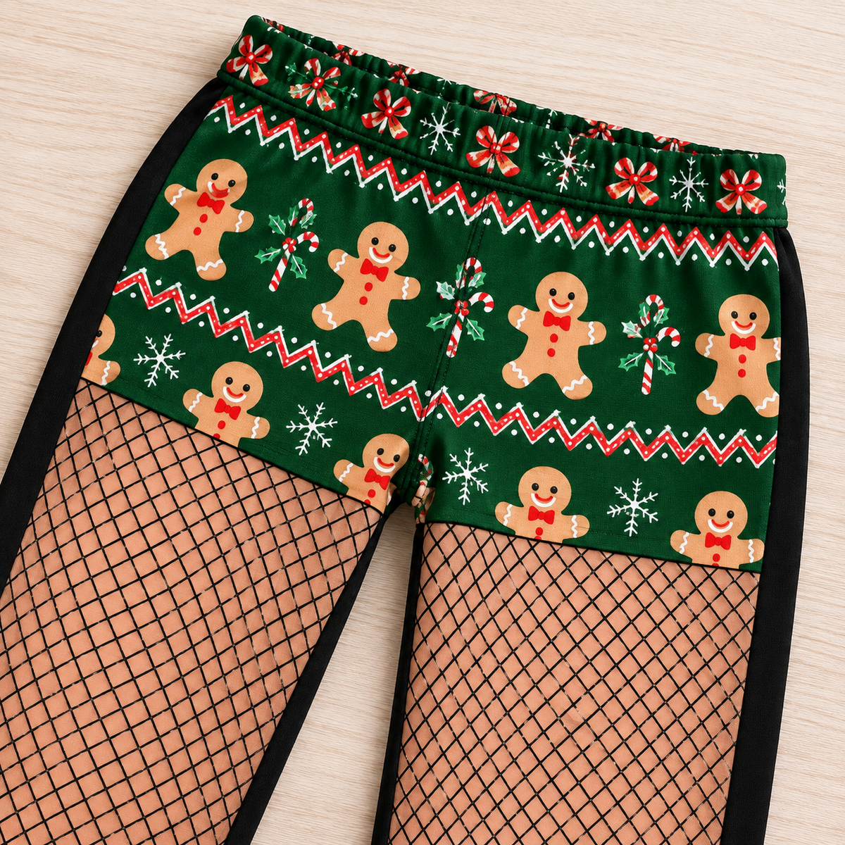 Christmas Fishnet Print Pajama Pants Novelty Graphic Holiday Trousers