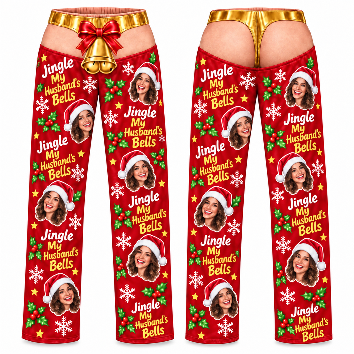 Mens Christmas Pajama Pants Festive Holiday Bell Lounge Bottoms