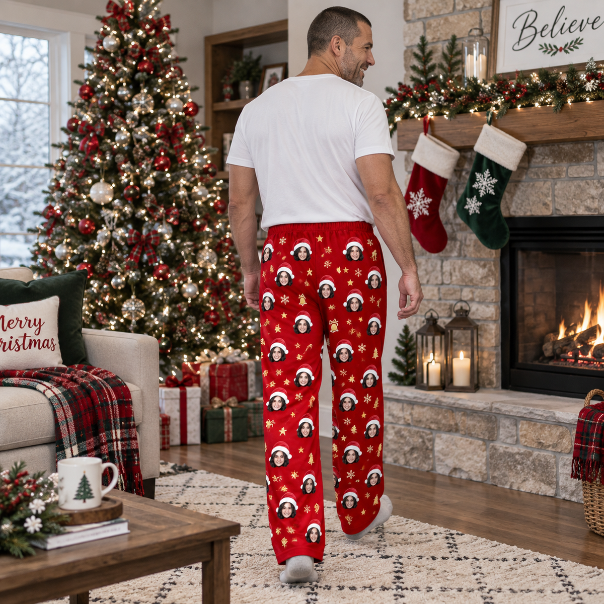 Christmas Pajama Pants Hands Off Santas Love Holiday Lounge Bottoms