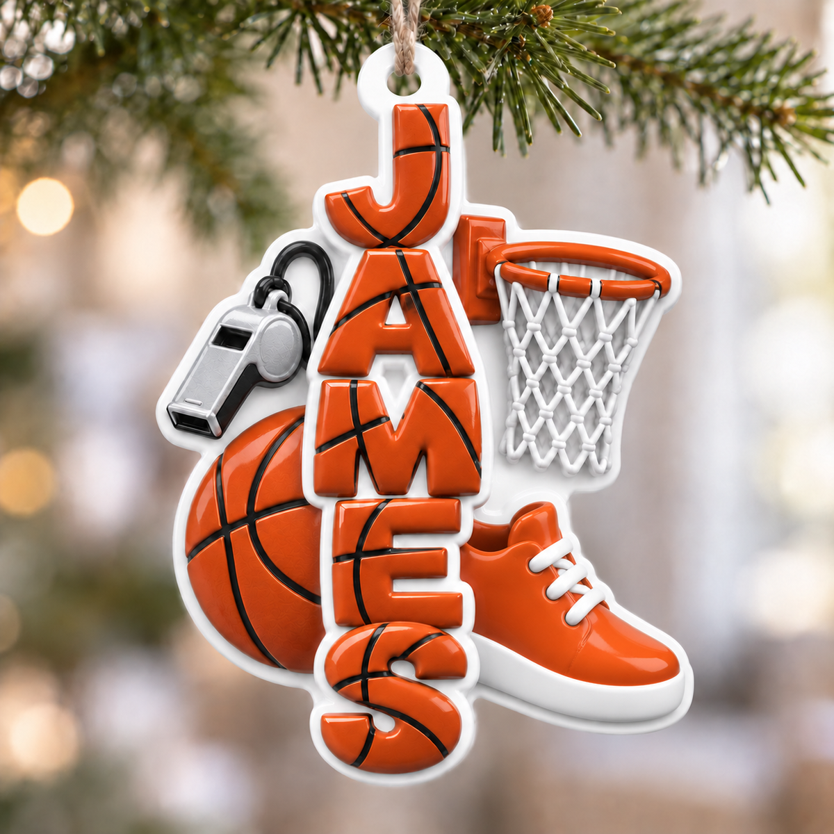 Sports Theme Tree Decoration, Custom Letter For Sport Fan Sport Lover - 3D Relief Ornament