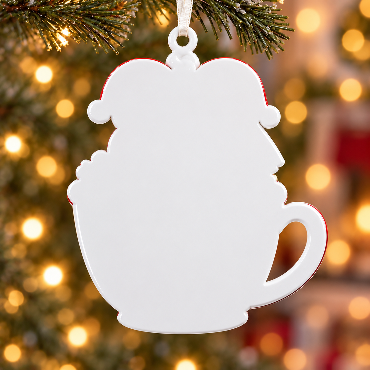 Gingerbread Couple in Hot Cocoa Mug First Christmas as Mr & Mrs Holiday Keepsake - 3D Relief Ornament