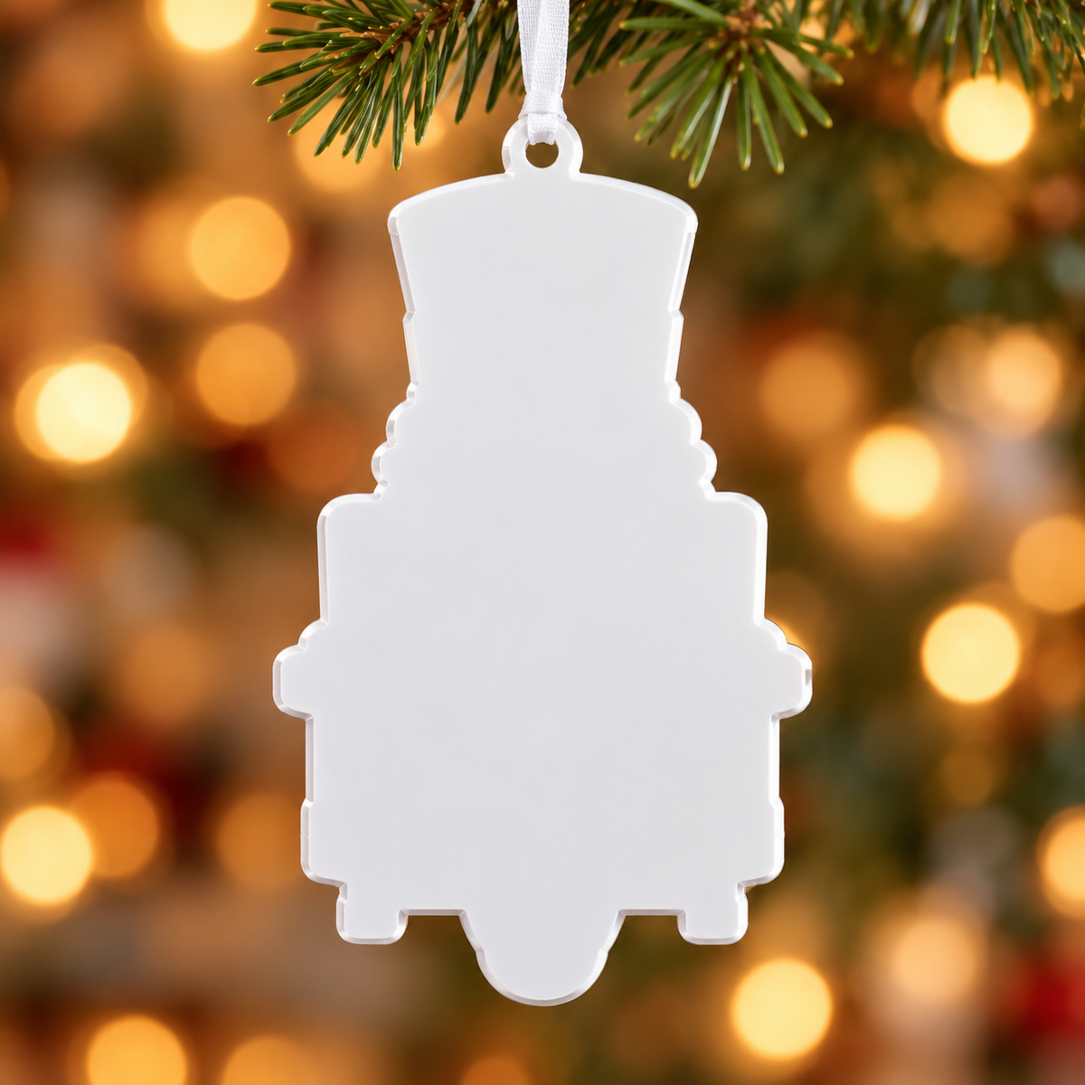 Tired Nutcracker Working from Home in Armchair Acrylic Christmas Tree Hanging Decor - 3D Relief Ornament
