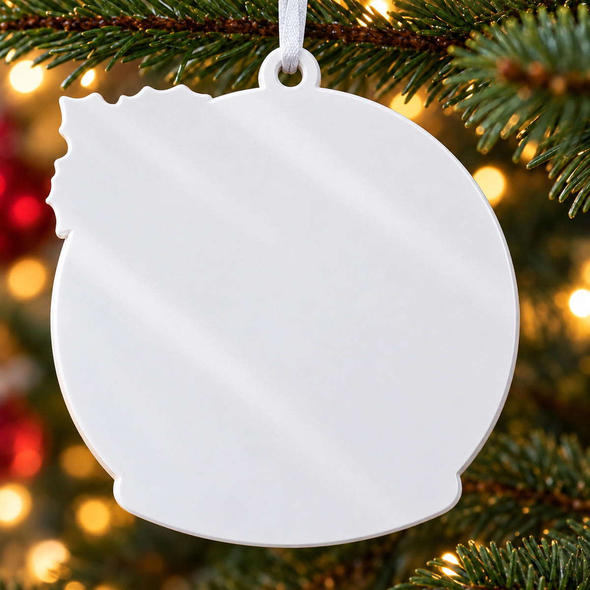 Snowman Family of 6 Christmas Tree Hanging Decoration with Holly and Bells - 3D Relief Ornament