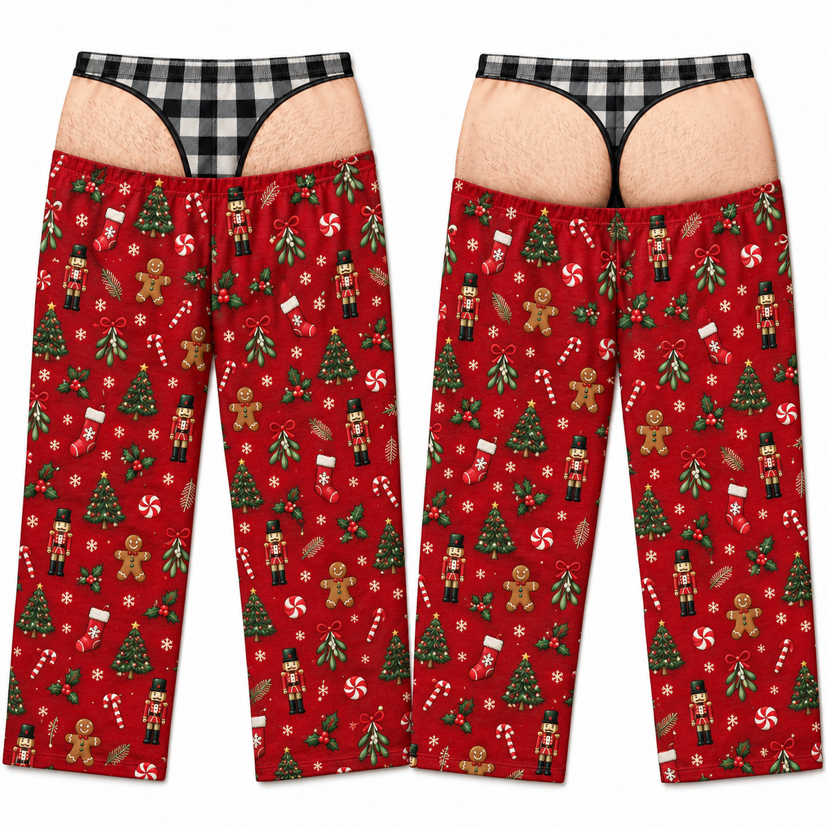 Mens Christmas Pajama Pants Novelty Underwear Illusion Lounge Bottoms
