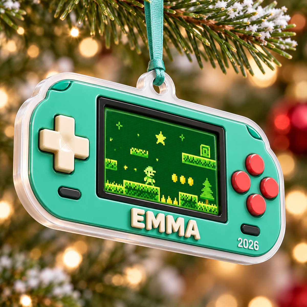 Retro Handheld Game Console Holiday Tree Hanging Decor - 3D Relief Ornament