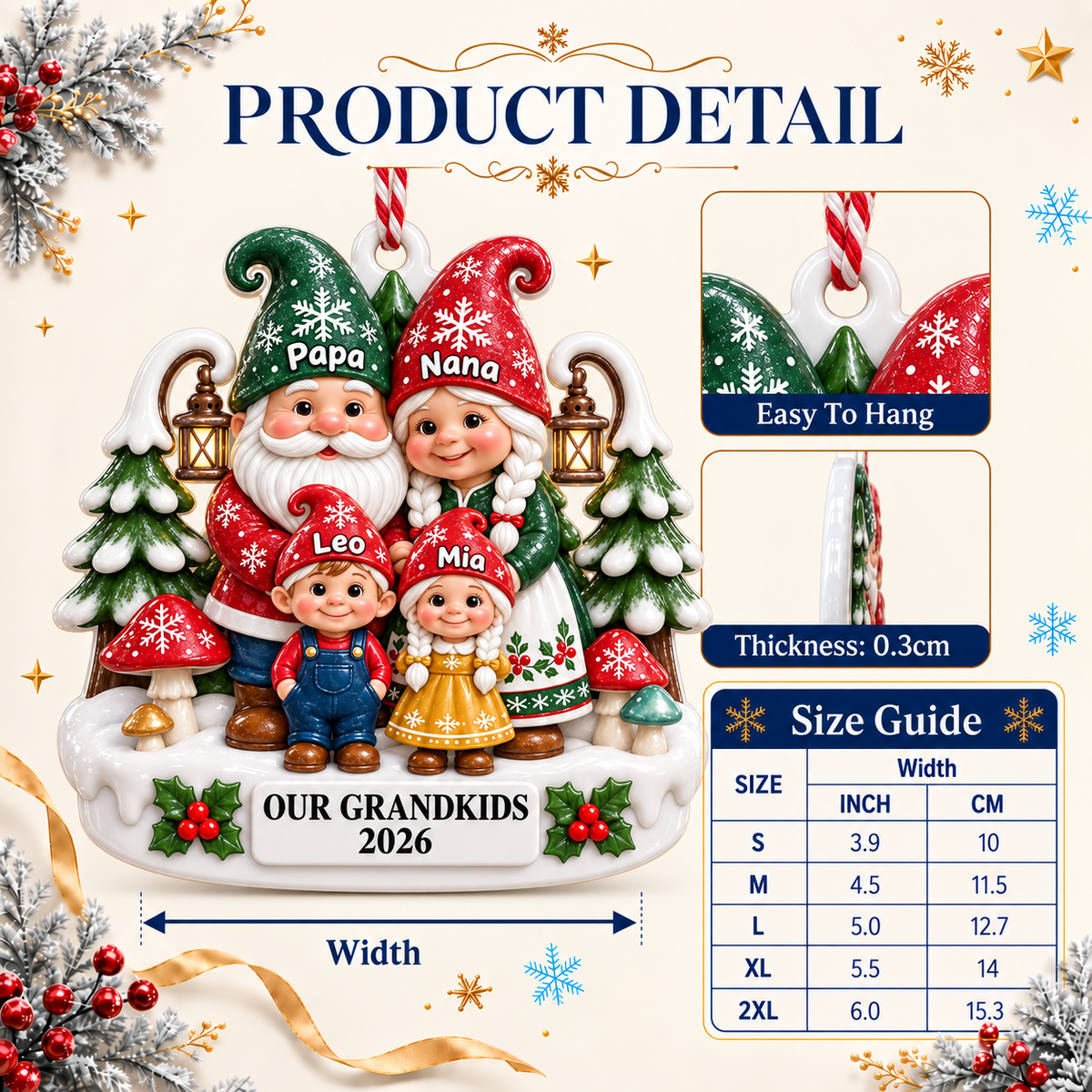 Snowy Woodland Pine Trees and Lanterns Winter Picture Frame - 3D Relief Ornament