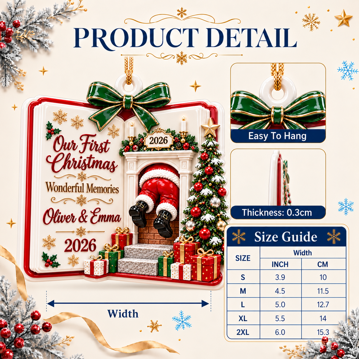 Gift Box Shaped Glossy White Ceramic Holiday Tree Hanging Decor - 3D Relief Ornament