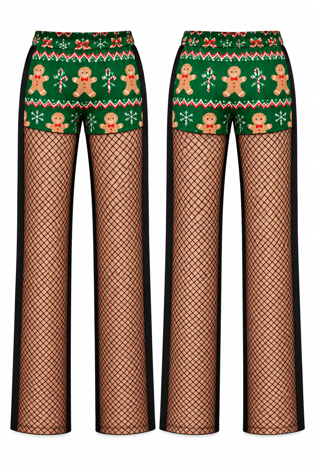 Christmas Fishnet Print Pajama Pants Novelty Graphic Holiday Trousers