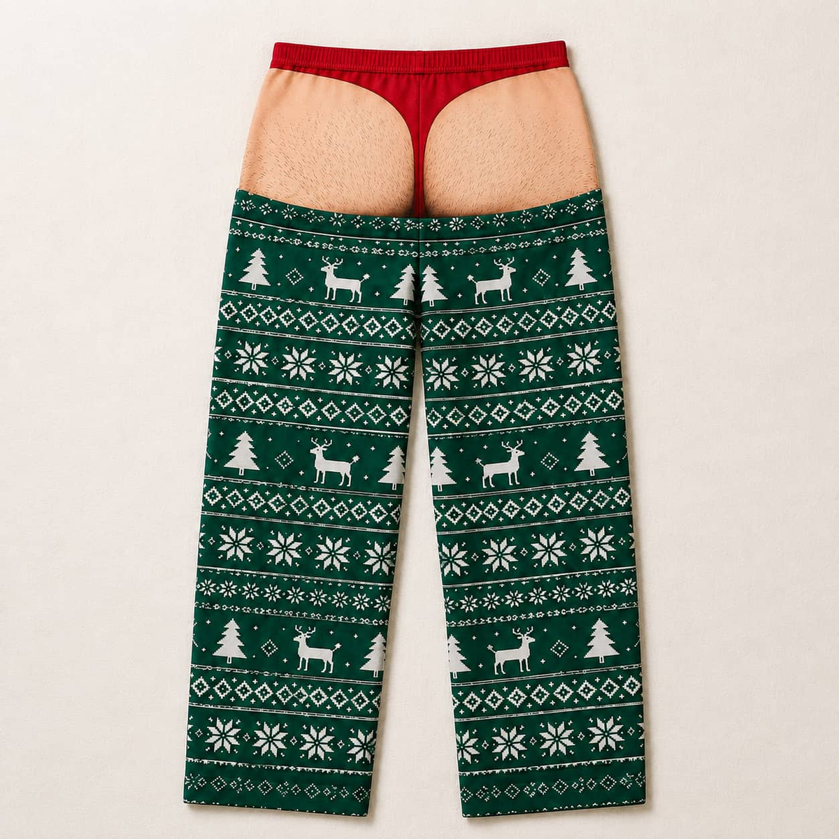 Men's Christmas Pajama Pants, Gag Underwear Print Holiday Loungewear
