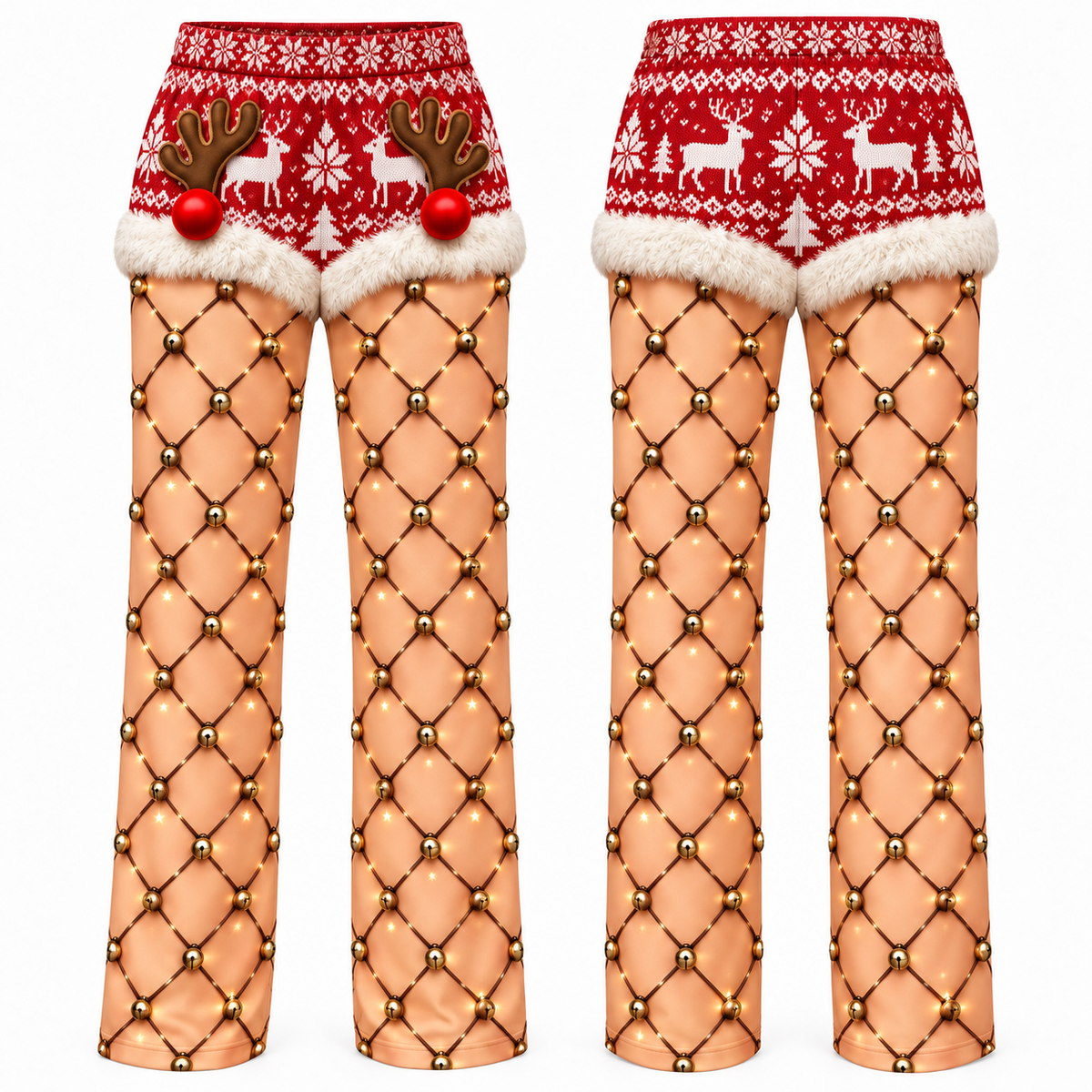 Christmas Pajama Pants Printed Trompe L'Oeil Holiday Lounge Bottoms