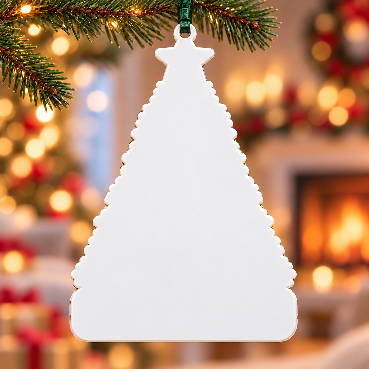Champagne Wine Bottle Christmas Tree Plaque - 3D Relief Ornament