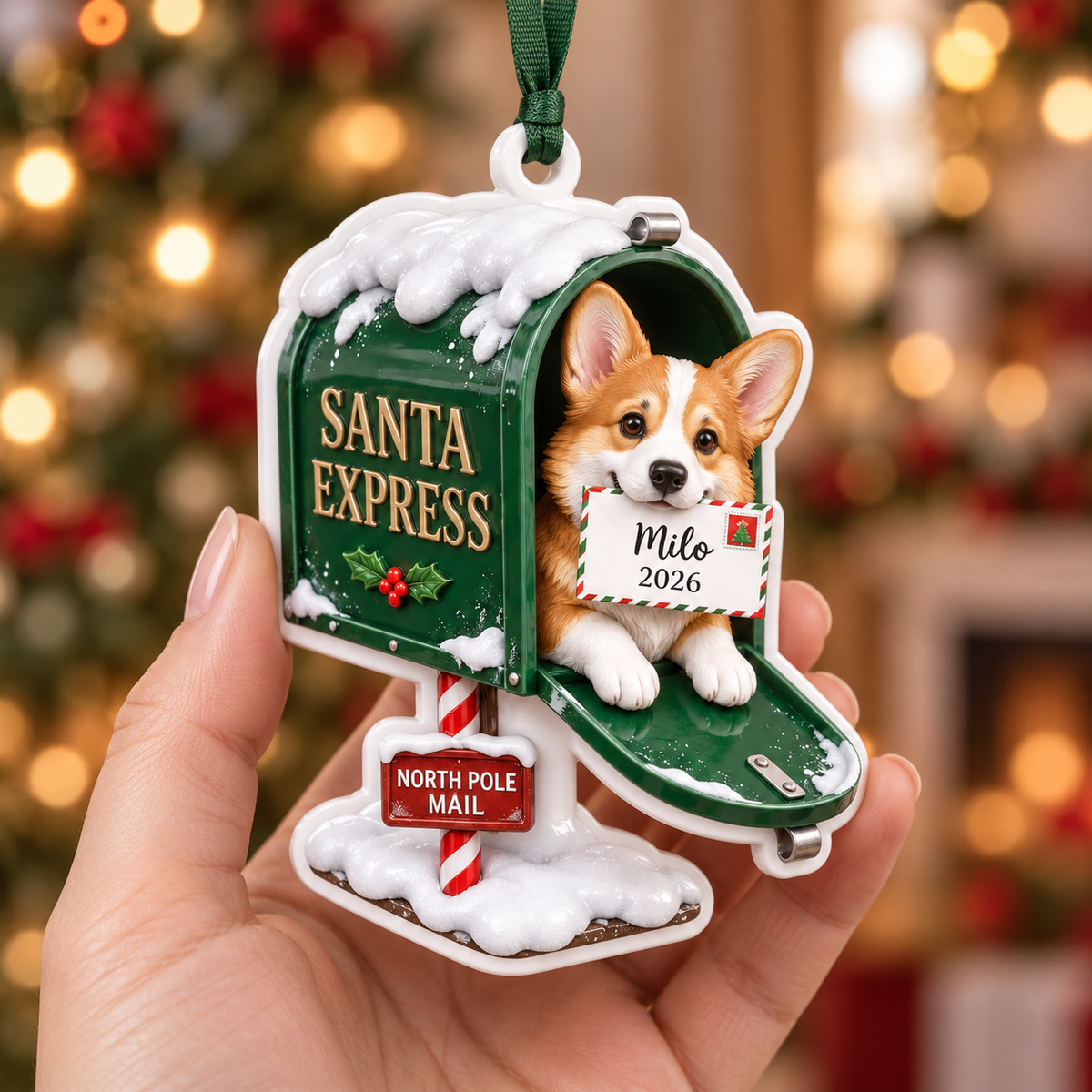 Glossy White Acrylic Collectible Figure Silhouette Holiday Hanging Tree Keepsake - 3D Relief Ornament