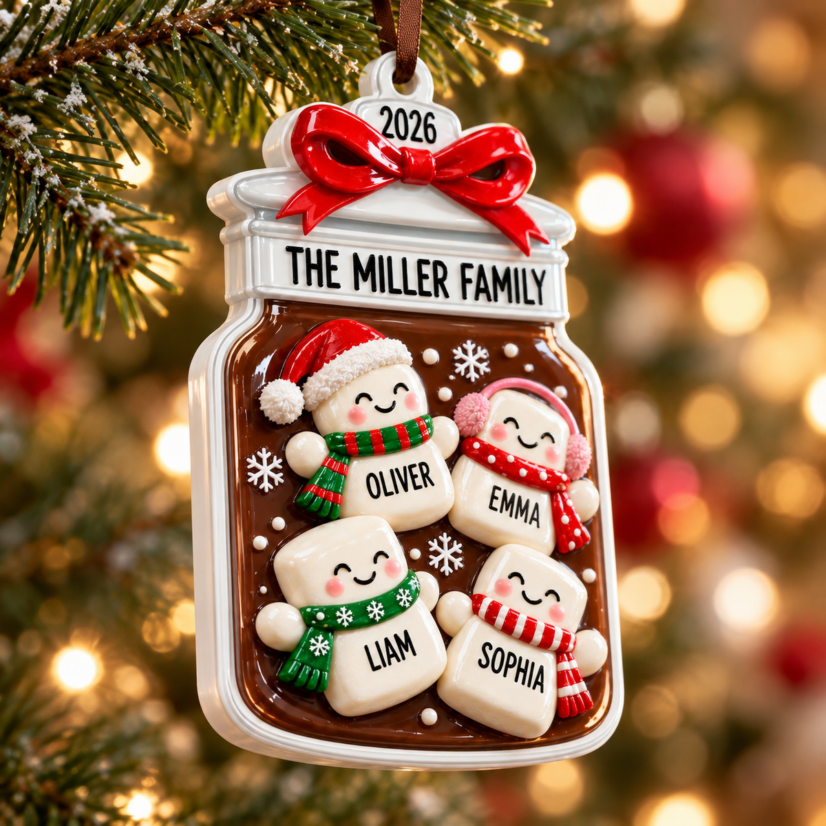 Jar Silhouette Christmas Tree Hanging Plaque, White Acrylic Winter Holiday Decor - 3D Relief Ornament