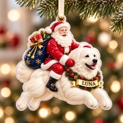 Great Pyrenees Santa Claus Christmas Tree Hanging Decoration - 3D Relief Ornament