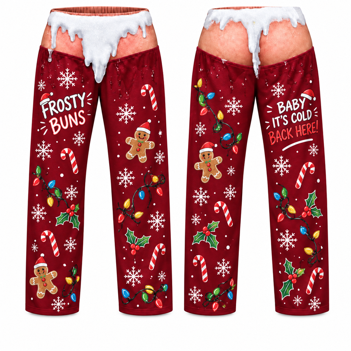 Mens Christmas Pajama Pants Frosty Buns Novelty Holiday Lounge Bottoms