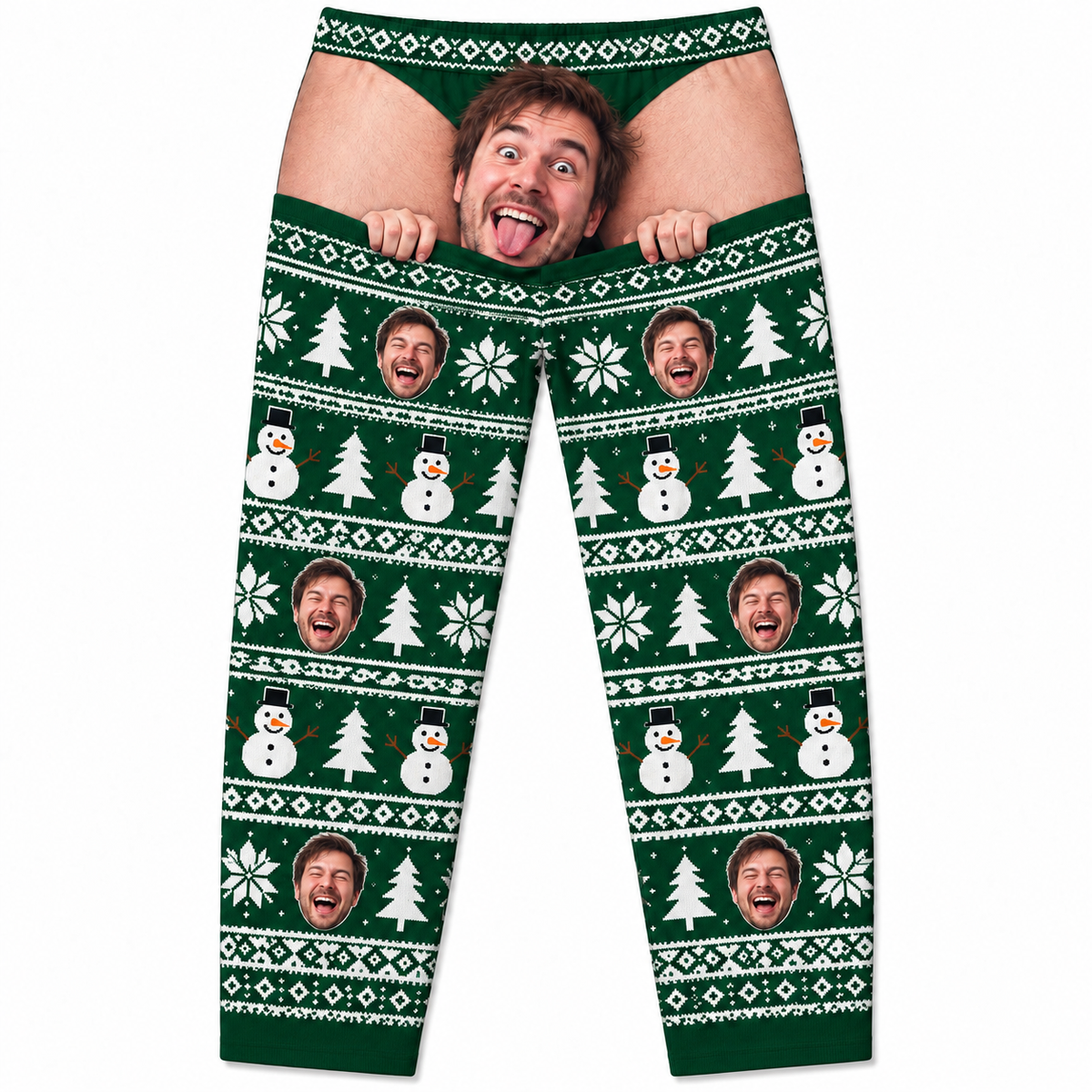 Mens Christmas Pajama Pants Fair Isle Holiday Print Lounge Bottoms