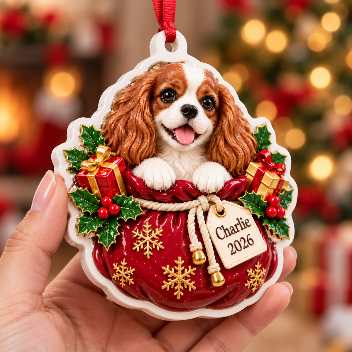 Scalloped Holiday Tree Bauble, White Baroque Hanging Plaque Decor - 3D Relief Ornament