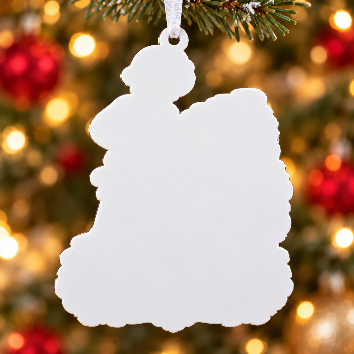Barista Santa with Espresso Machine Merry Coffeeholic Christmas Acrylic Hanging Plaque - 3D Relief Ornament