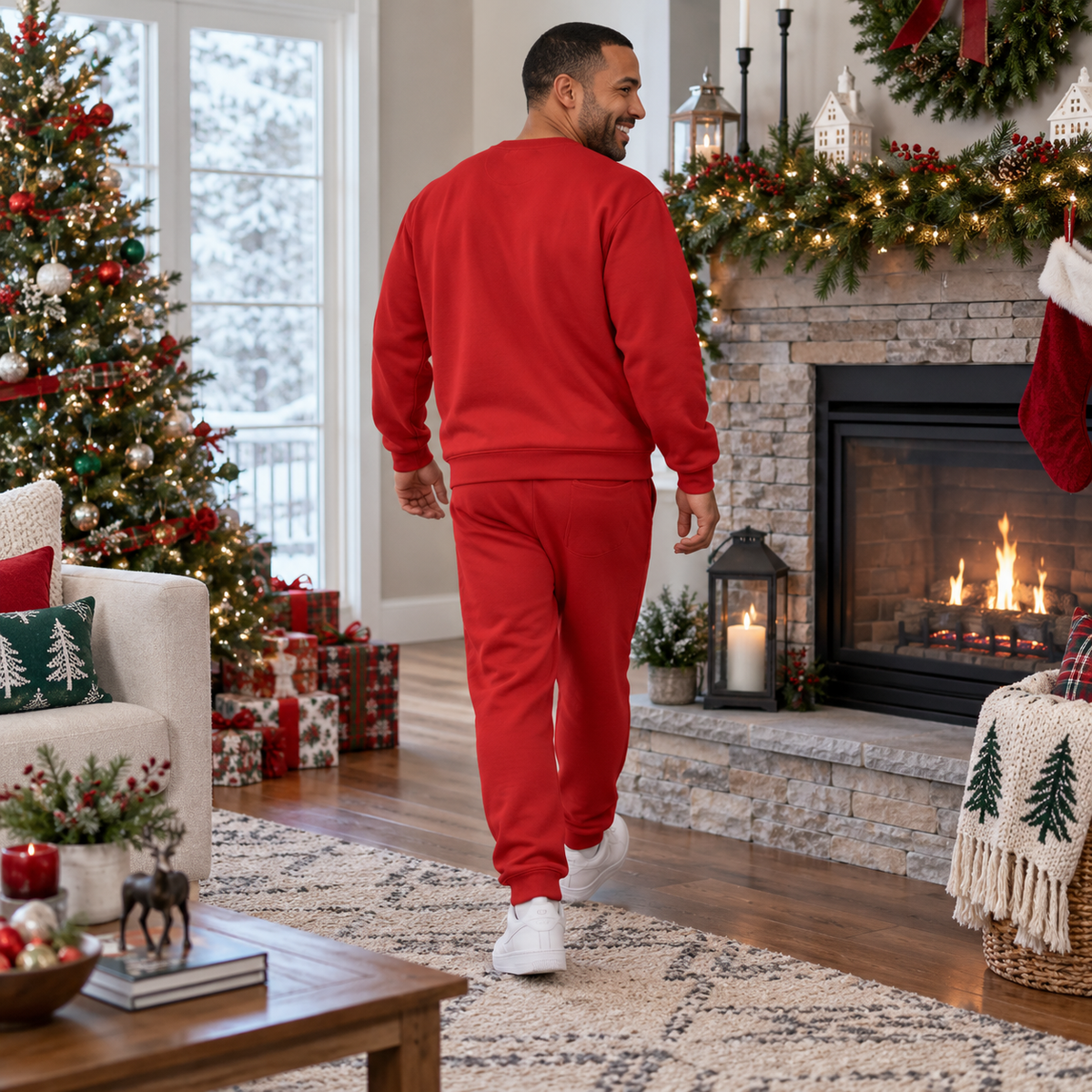 Christmas Sweatshirt with Ripped Muscular Chest Falling Elf Graphic