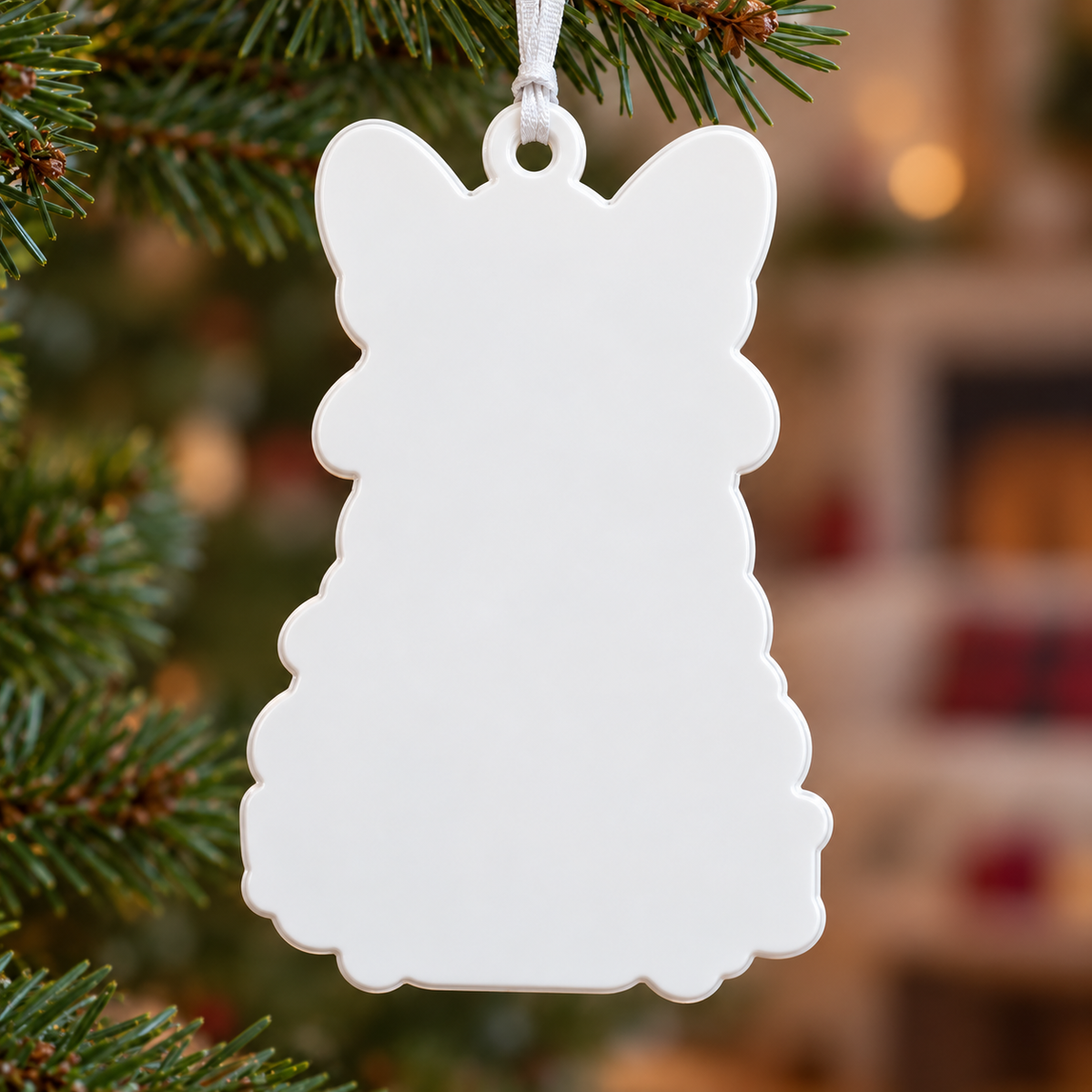 Grumpy French Bulldog Christmas Lights Bah Humbug Hanging Holiday Keepsake - 3D Relief Ornament