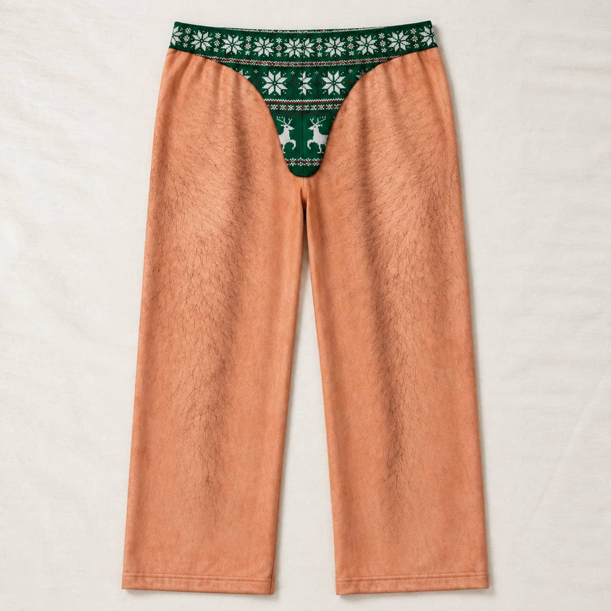 Novelty Pajama Pants Hairy Leg Christmas Thong Print Loungewear