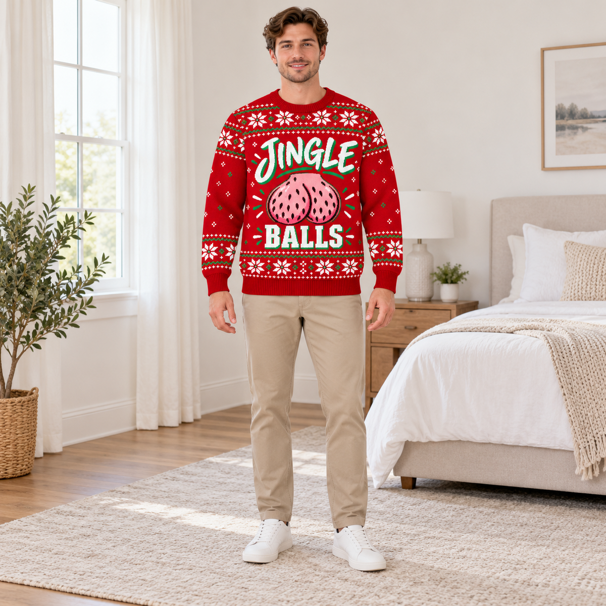 Jingle Balls Ugly Christmas Sweater Funny Fair Isle Holiday Pullover