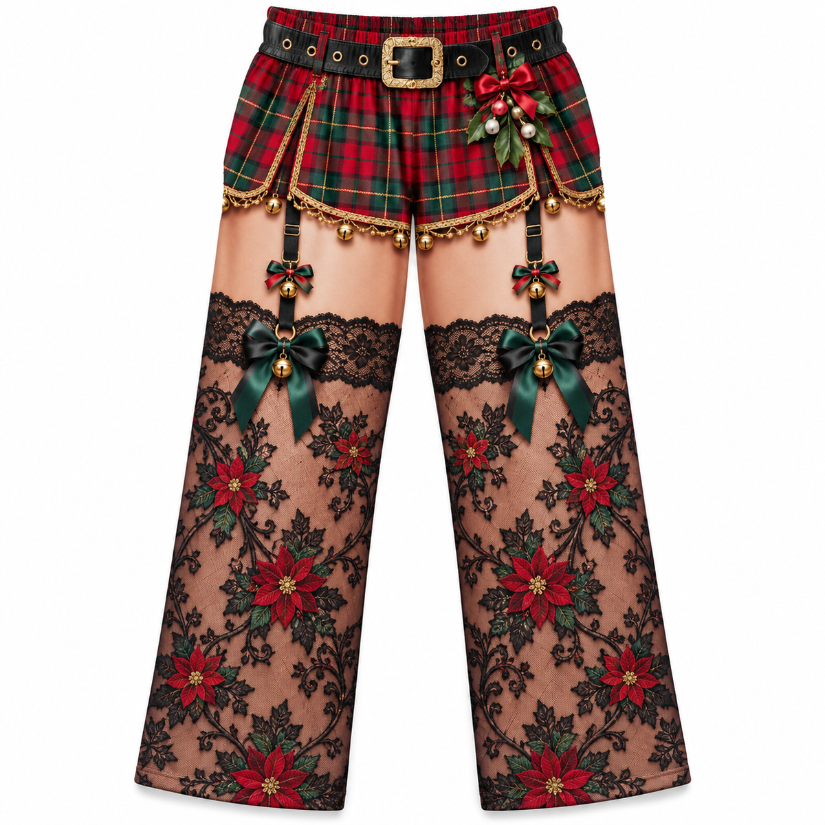 Christmas Pajama Pants Novelty Stocking Print Holiday Lounge Trousers
