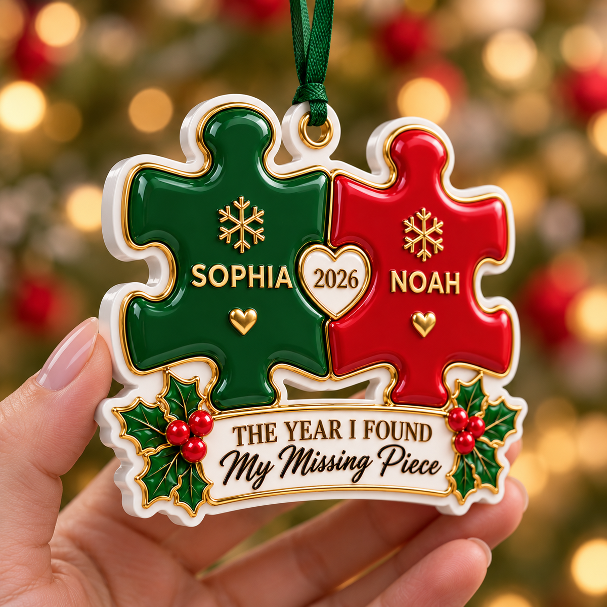 Interlocking Puzzle Christmas Keepsake, The Year I Found My Missing Piece - 3D Relief Ornament