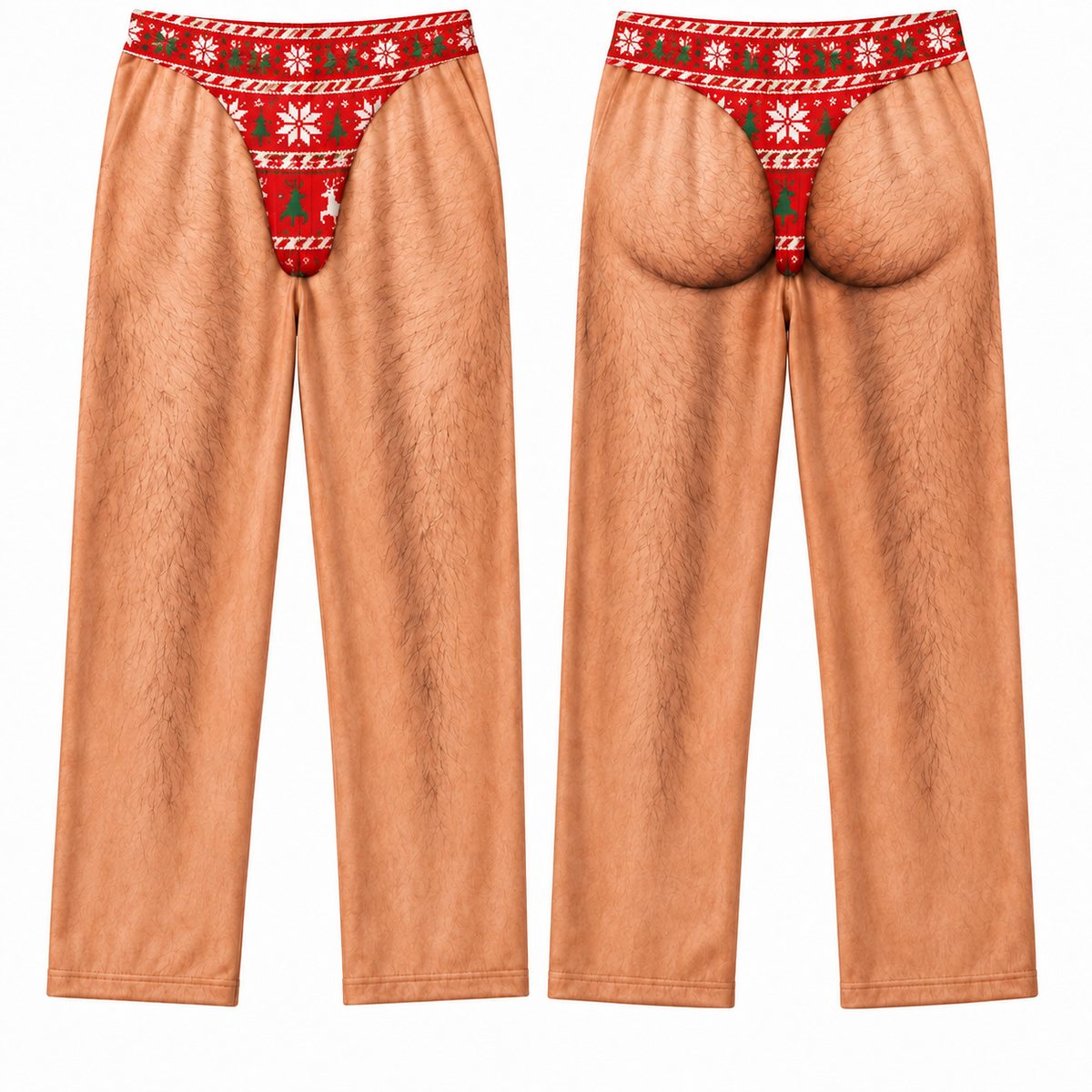 Novelty Pajama Pants Hairy Leg Christmas Thong Print Loungewear
