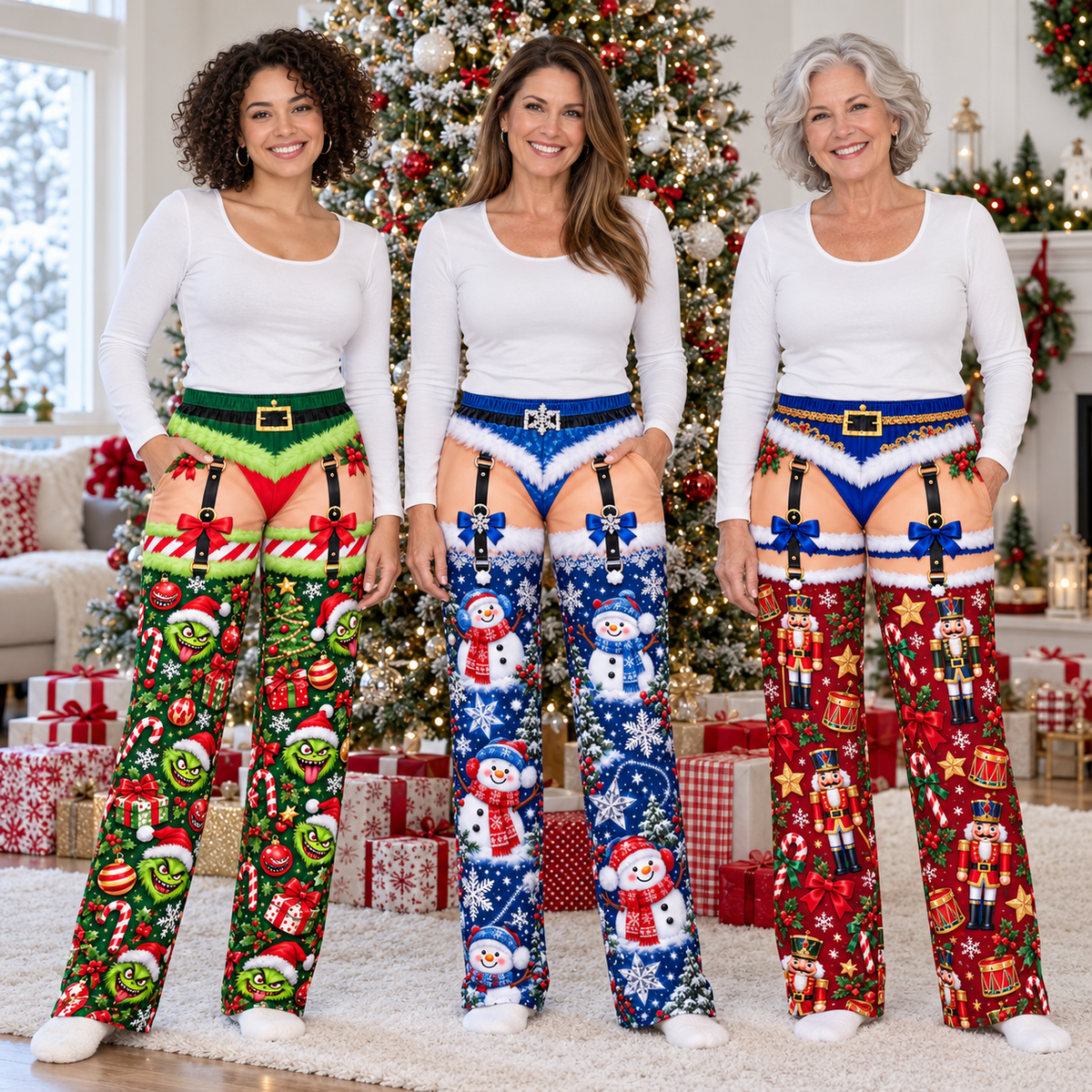 Novelty Christmas Pajama Pants Funny Holiday Print Lounge Bottoms