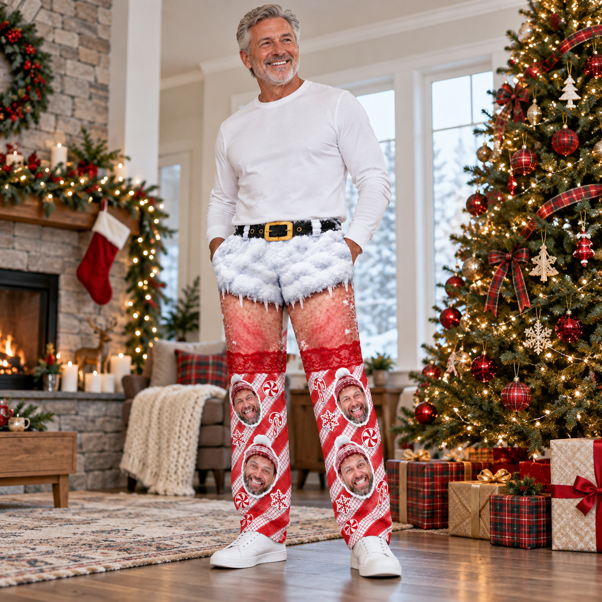 Christmas Pajama Pants Novelty Printed Holiday Lounge Trousers