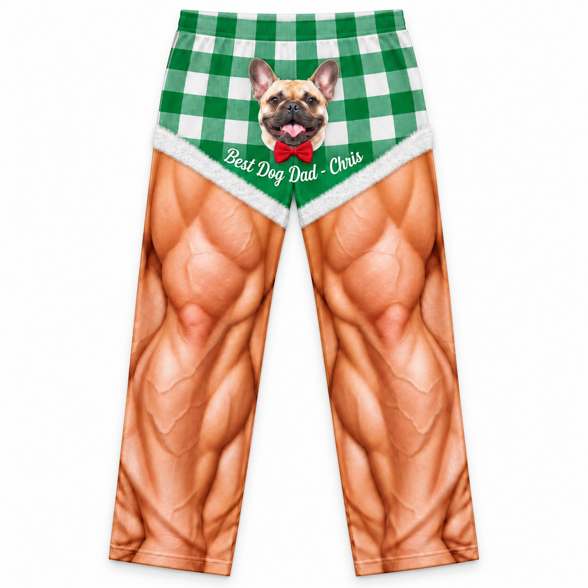 Mens Pajama Pants Muscle Leg Dog Print Plaid Holiday Loungewear