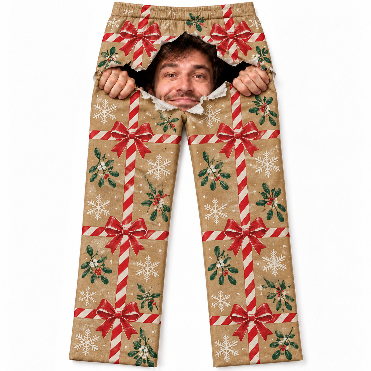 Christmas Wrapping Paper Pajama Pants Novelty Holiday Lounge Bottoms