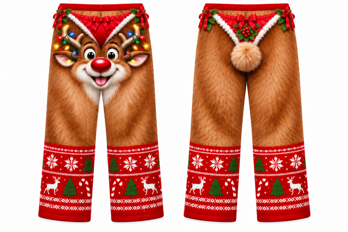 Christmas Animal Pajama Pants, Novelty Fleece Holiday Sleepwear