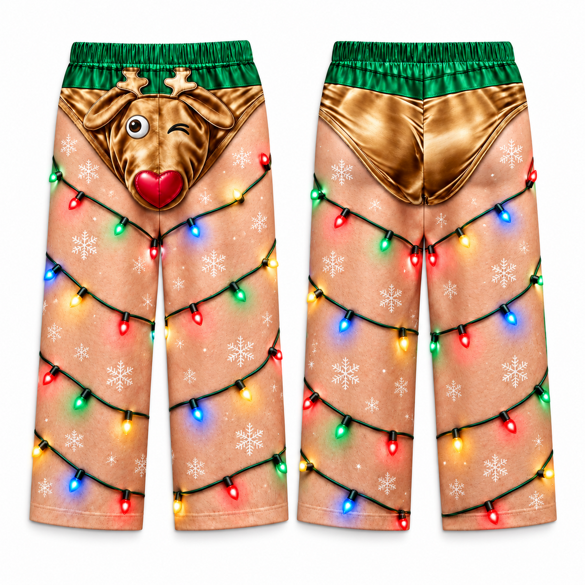 Mens Christmas Pajama Pants Reindeer Boxer Print Lounge Bottoms