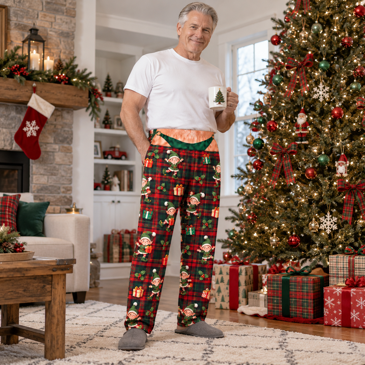 Novelty Christmas Pajama Pants with Pockets Printed Holiday Lounge Bottoms
