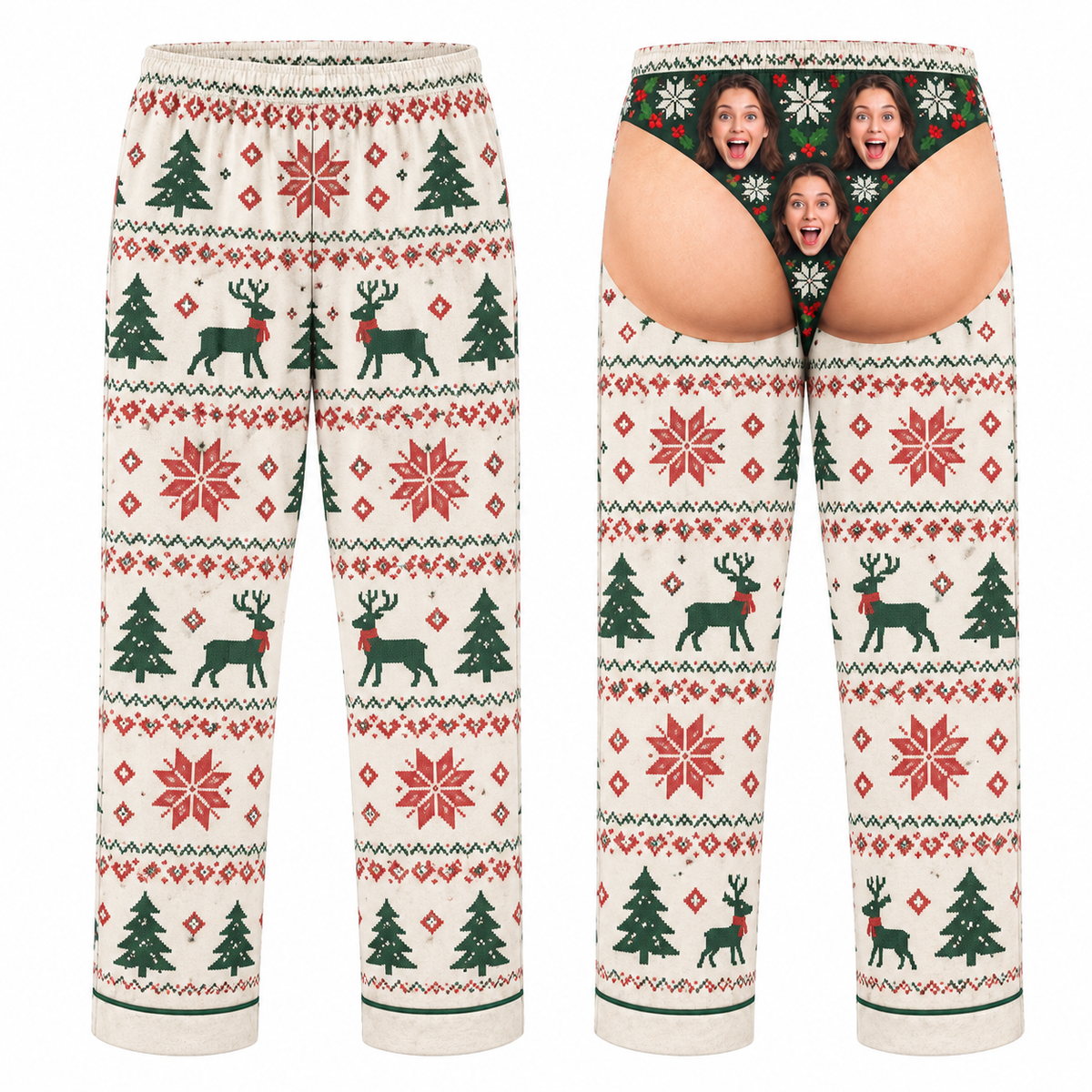 Mens Novelty Christmas Pajama Pants Red Reindeer Gag Sleepwear