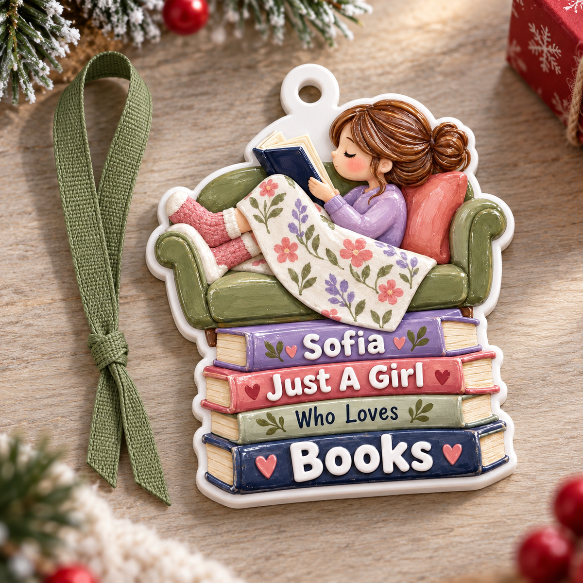 Just A Girl Who Love Books Acrylic Hanging Decor - 3D Relief Ornament